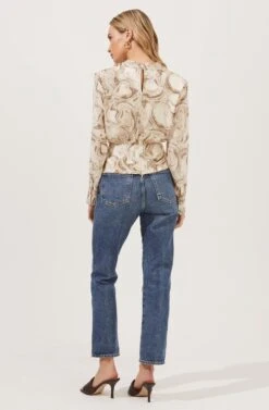 Akita Mock Neck Marble Print Top -Chic Ladies Wear Shop ACT16846 TAUPEMARBLE 4