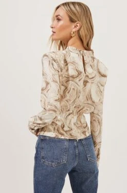 Akita Mock Neck Marble Print Top -Chic Ladies Wear Shop ACT16846 TAUPEMARBLE 6