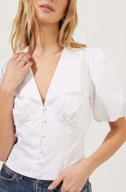 Maiden Lace Trim Collar Top 9 Maiden Lace Trim Collar Top -Chic Ladies Wear Shop ACT16853 WHITE 3