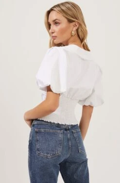 Maiden Lace Trim Collar Top 11 Maiden Lace Trim Collar Top -Chic Ladies Wear Shop ACT16853 WHITE 5