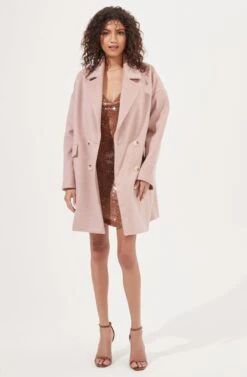 Rhea Double Breasted Coat -Chic Ladies Wear Shop ACT16870 DUSTYPINK 1