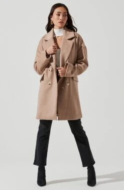 Rhea Double Breasted Coat -Chic Ladies Wear Shop ACT16870 TAUPE 1052