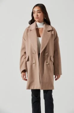 Rhea Double Breasted Coat -Chic Ladies Wear Shop ACT16870 TAUPE 1055