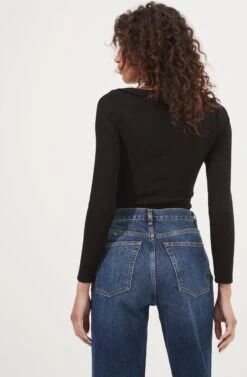 Iggy Twist Front Long Sleeve Bodysuit -Chic Ladies Wear Shop ACT16871 BLACK 6