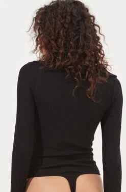 Iggy Twist Front Long Sleeve Bodysuit -Chic Ladies Wear Shop ACT16871 BLACK 8 2