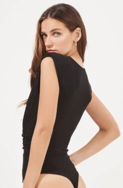 Stella Metallic V Neck Bodysuit -Chic Ladies Wear Shop ACT16897 BLACK 8