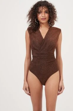 Stella Metallic V Neck Bodysuit -Chic Ladies Wear Shop ACT16897 COPPER 7