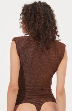 Stella Metallic V Neck Bodysuit -Chic Ladies Wear Shop ACT16897 COPPER 8