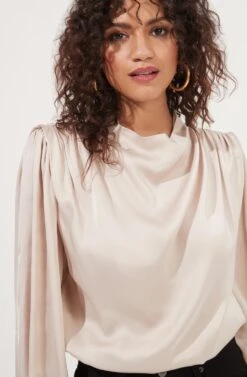 Meilani Satin Cowl Neck Top -Chic Ladies Wear Shop ACT16904 CHAMPAGNE 3