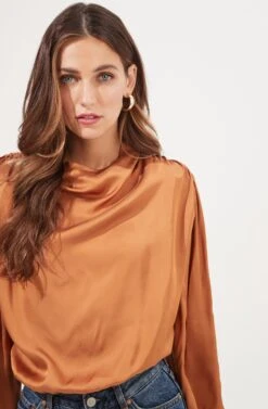 Meilani Satin Cowl Neck Top -Chic Ladies Wear Shop ACT16904 GOLDENAMBER 3