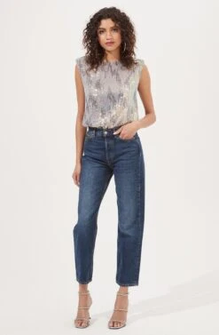 Hollywood Sequin Padded Shoulder Bodysuit -Chic Ladies Wear Shop ACT16905 SILVER PINKMULTI 1