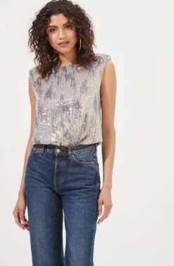 Hollywood Sequin Padded Shoulder Bodysuit