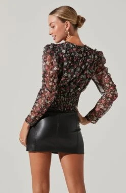 Beverly Floral Puff Sleeve Top 9 Beverly Floral Puff Sleeve Top -Chic Ladies Wear Shop ACT16907 FUCHSIAGOLDFLORAL 3