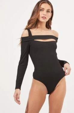 Umi Off Shoulder Cutout Long Sleeve Bodysuit -Chic Ladies Wear Shop ACT16908 BLACK 7