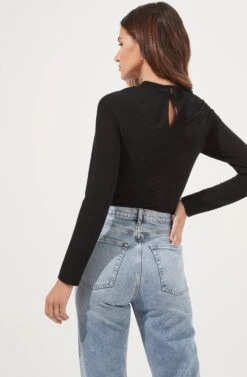 Cristen Ruched Cutout Bodysuit -Chic Ladies Wear Shop ACT16916 BLACK 6