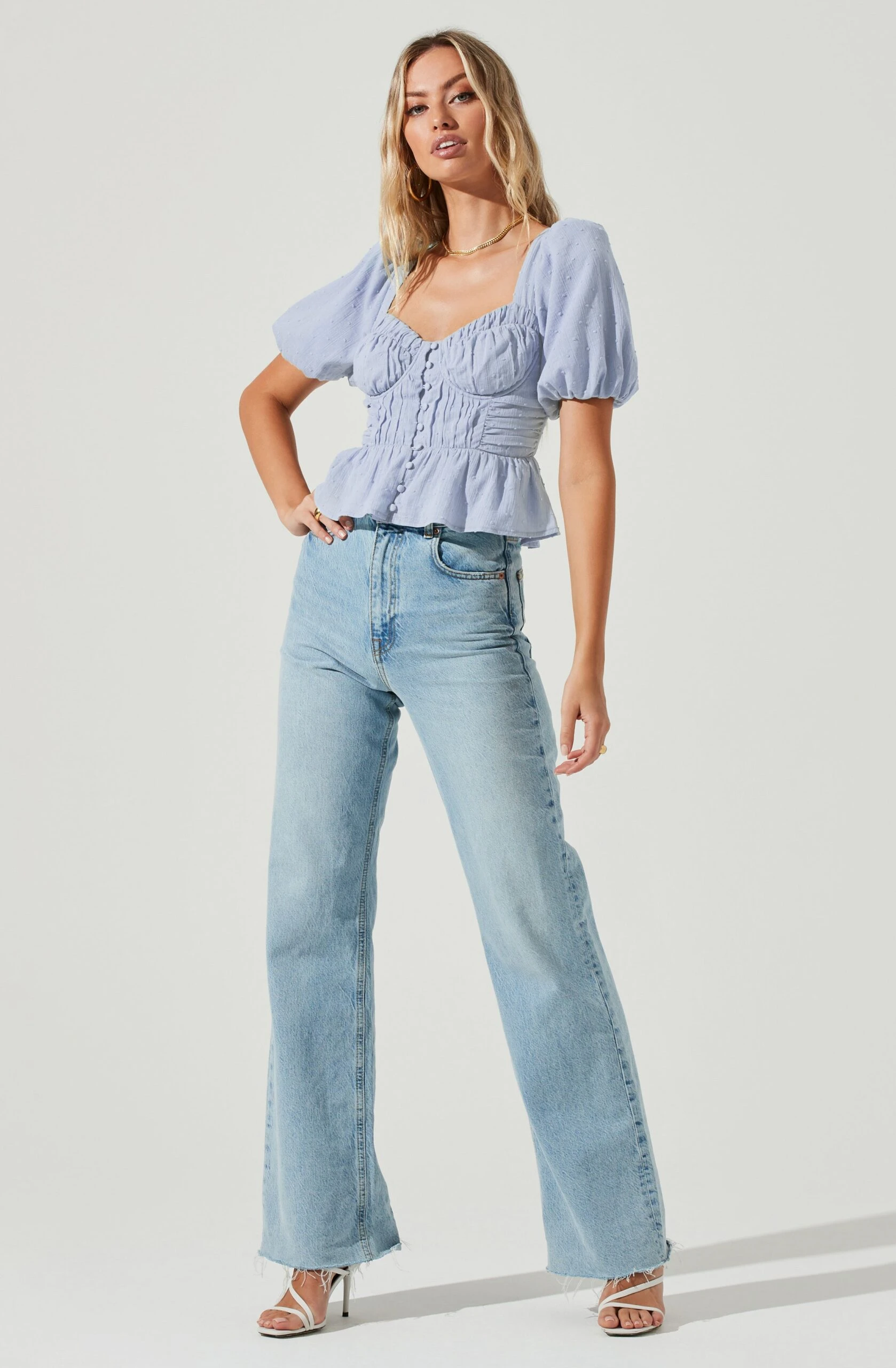 Clairemont Sweetheart Neck Puff Sleeve Peplum Top 5 Clairemont Sweetheart Neck Puff Sleeve Peplum Top - Image 3