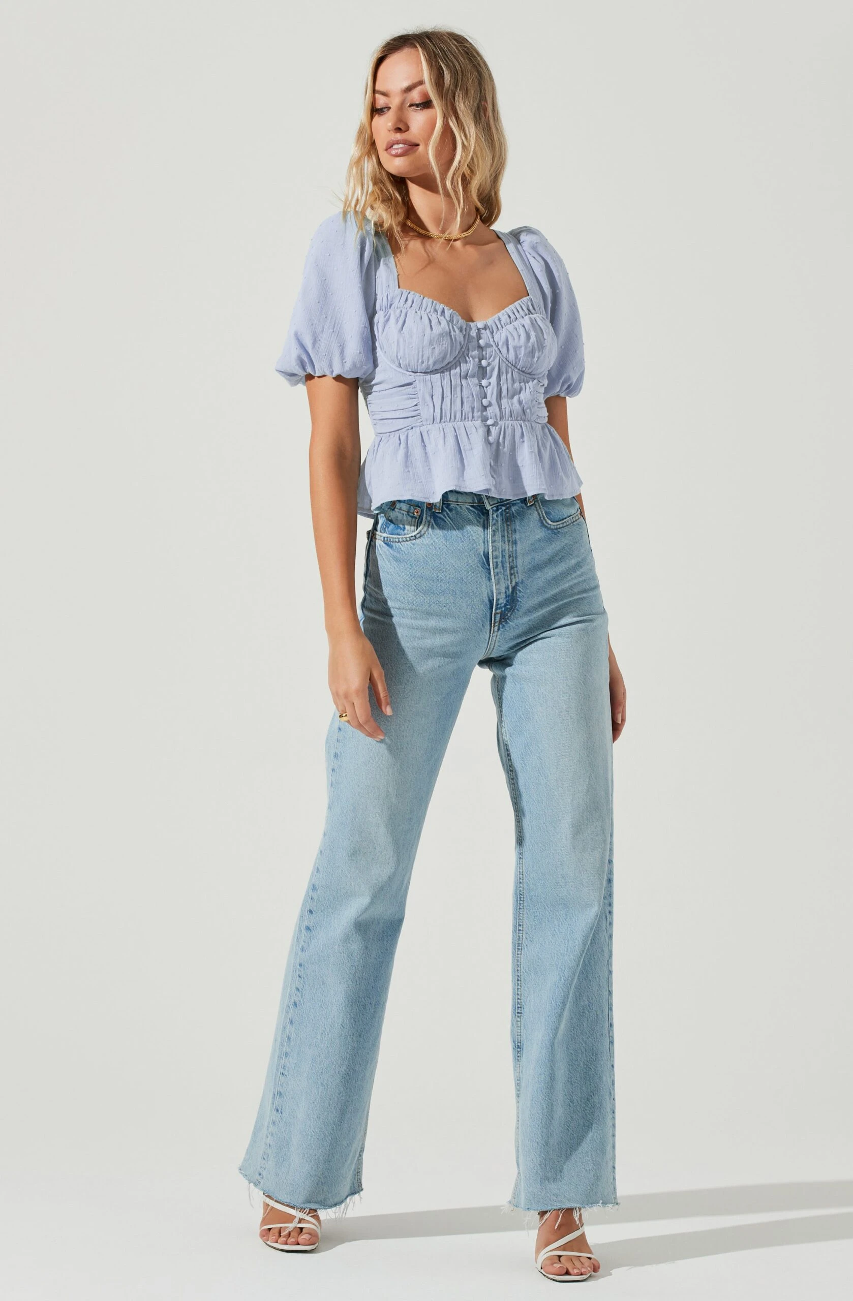 Clairemont Sweetheart Neck Puff Sleeve Peplum Top 6 Clairemont Sweetheart Neck Puff Sleeve Peplum Top - Image 4