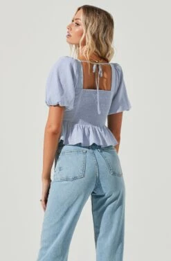 Clairemont Sweetheart Neck Puff Sleeve Peplum Top 19 Clairemont Sweetheart Neck Puff Sleeve Peplum Top -Chic Ladies Wear Shop ACT16963B PERIWINKLE 6