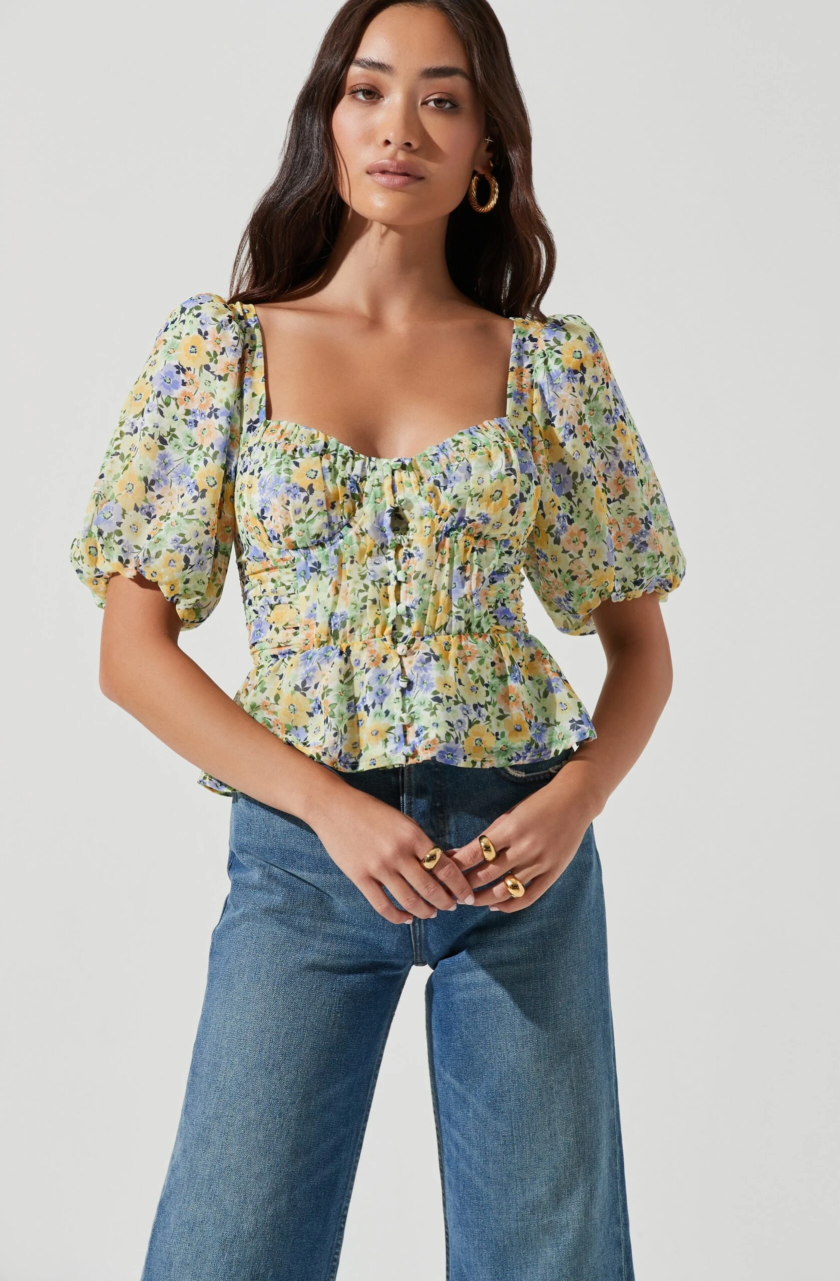 Clairemont Floral Puff Sleeve Peplum Top 3 Clairemont Floral Puff Sleeve Peplum Top
