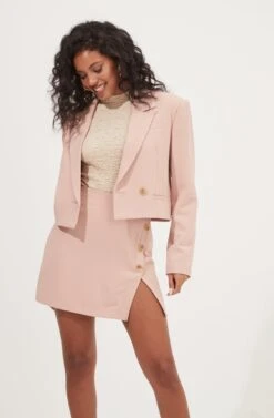 Woodbury Cropped Blazer -Chic Ladies Wear Shop ACT16986 BLUSH 2