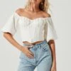 Brixton Off Shoulder Corset Half Sleeve Top -Chic Ladies Wear Shop ACT17021 WHITE 2