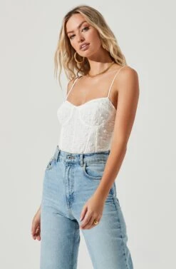 Millbrae Textured Polka Dot Bustier Bodysuit