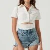 Maui Front Cutout Collared Short Sleeve Bodysuit -Chic Ladies Wear Shop ACT17042 WHITE 2