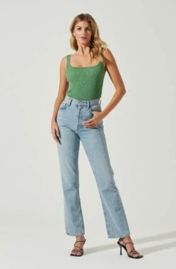 Elmira Cutout Cross Strap Bodysuit -Chic Ladies Wear Shop ACT17053 GREEN 5 2