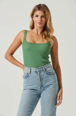 Elmira Cutout Cross Strap Bodysuit -Chic Ladies Wear Shop ACT17053 GREEN 5 3