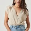 Aldrin Wrap Front Bodysuit 2 Aldrin Wrap Front Bodysuit -Chic Ladies Wear Shop ACT17068 BONE 2