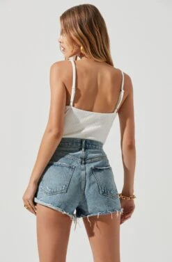 Jax Ribbed Knit Plunge Neck Bodysuit -Chic Ladies Wear Shop ACT17070 WHITE 1359