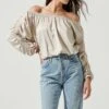 Jessen Off Shoulder Long Sleeve Top -Chic Ladies Wear Shop ACT17071 BONE 2
