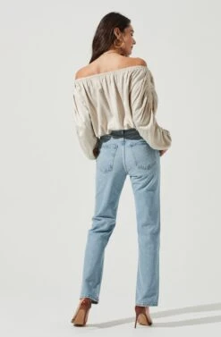 Jessen Off Shoulder Long Sleeve Top -Chic Ladies Wear Shop ACT17071 BONE 3