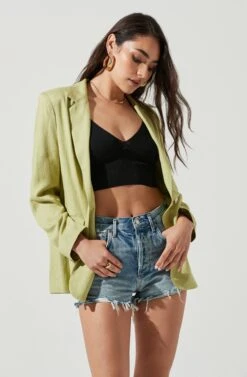 Rio Oversized Linen Blazer -Chic Ladies Wear Shop ACT17090 CELERY 2