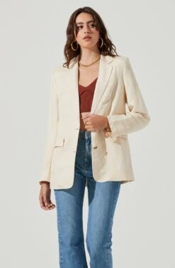 Rio Oversized Linen Blazer -Chic Ladies Wear Shop ACT17090 CREAM 2