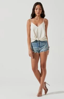 Janis Textured Knot Front Cami -Chic Ladies Wear Shop ACT17099 CREAM 1733