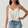 Janis Textured Knot Front Cami -Chic Ladies Wear Shop ACT17099 CREAM 1742