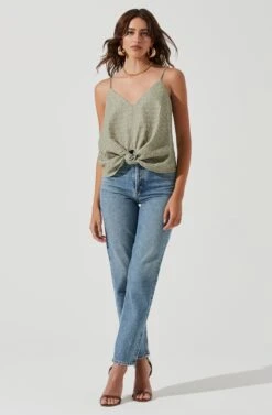 Janis Textured Knot Front Cami -Chic Ladies Wear Shop ACT17099 DUSTYSAGE 1760