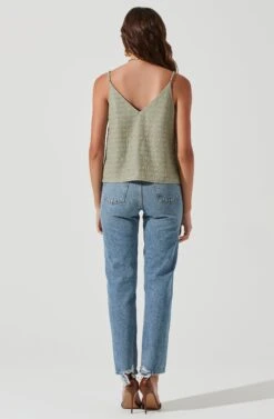 Janis Textured Knot Front Cami -Chic Ladies Wear Shop ACT17099 DUSTYSAGE 1770