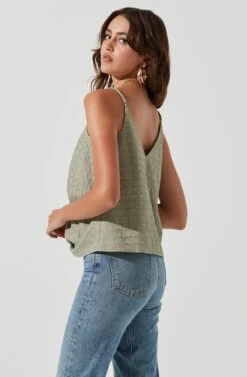 Janis Textured Knot Front Cami -Chic Ladies Wear Shop ACT17099 DUSTYSAGE 1774