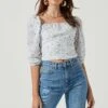 Kemp Floral Square Neck Top