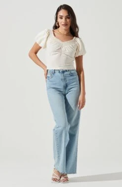 Delano Off Shoulder Puff Sleeve Top -Chic Ladies Wear Shop ACT17104 WHITE 1