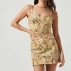 Monet Floral Bustier Top 1 Monet Floral Bustier Top -Chic Ladies Wear Shop ACT17124B YELLOWBROWNMULTIFLORAL 1