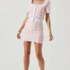 Mindy Terry Cloth Checkered Mini Skirt 2 Mindy Terry Cloth Checkered Mini Skirt -Chic Ladies Wear Shop ACT17146 PINK WHITECHECKS 0480