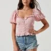Anza Smocked Puff Sleeve Top -Chic Ladies Wear Shop ACT17148 PINK 1048