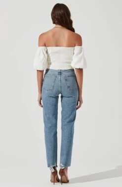 Lima Off Shoulder Corset Bubble Sleeve Top -Chic Ladies Wear Shop ACT17155 OFFWHITE 1934