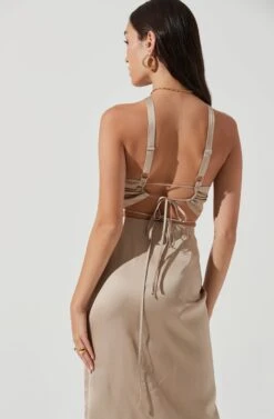 Robin Halter Tie Back Crop Top -Chic Ladies Wear Shop ACT17181 KHAKI 1943