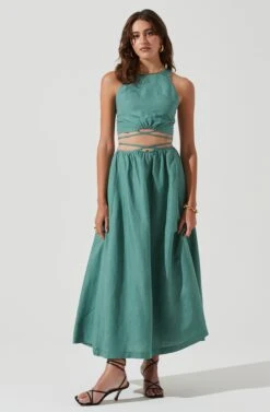 Divine Tie Waist Maxi Skirt -Chic Ladies Wear Shop ACT17191 DARKSAGE 1178