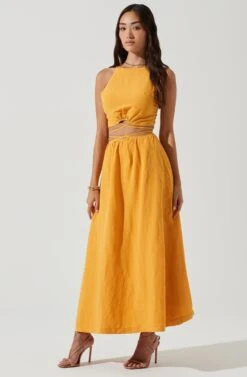 Divine Tie Waist Maxi Skirt -Chic Ladies Wear Shop ACT17191 MARIGOLD 0259