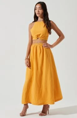 Divine Tie Waist Maxi Skirt -Chic Ladies Wear Shop ACT17191 MARIGOLD 0263